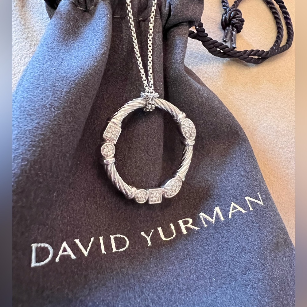 David Yurman circle ring necklace with diamonds